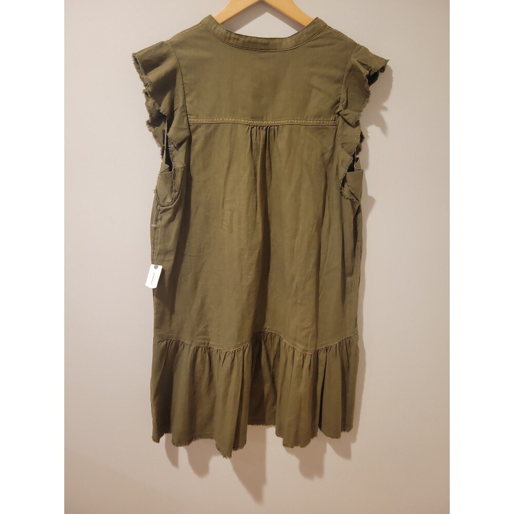 NWT Anthropologie Pilcro Flounced Tunic Mini Dress Moss Green Size Medium Boho - Picture 6 of 9